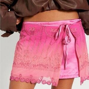 NWT 168 Free People Red Lala Beaded Skort SZ XS